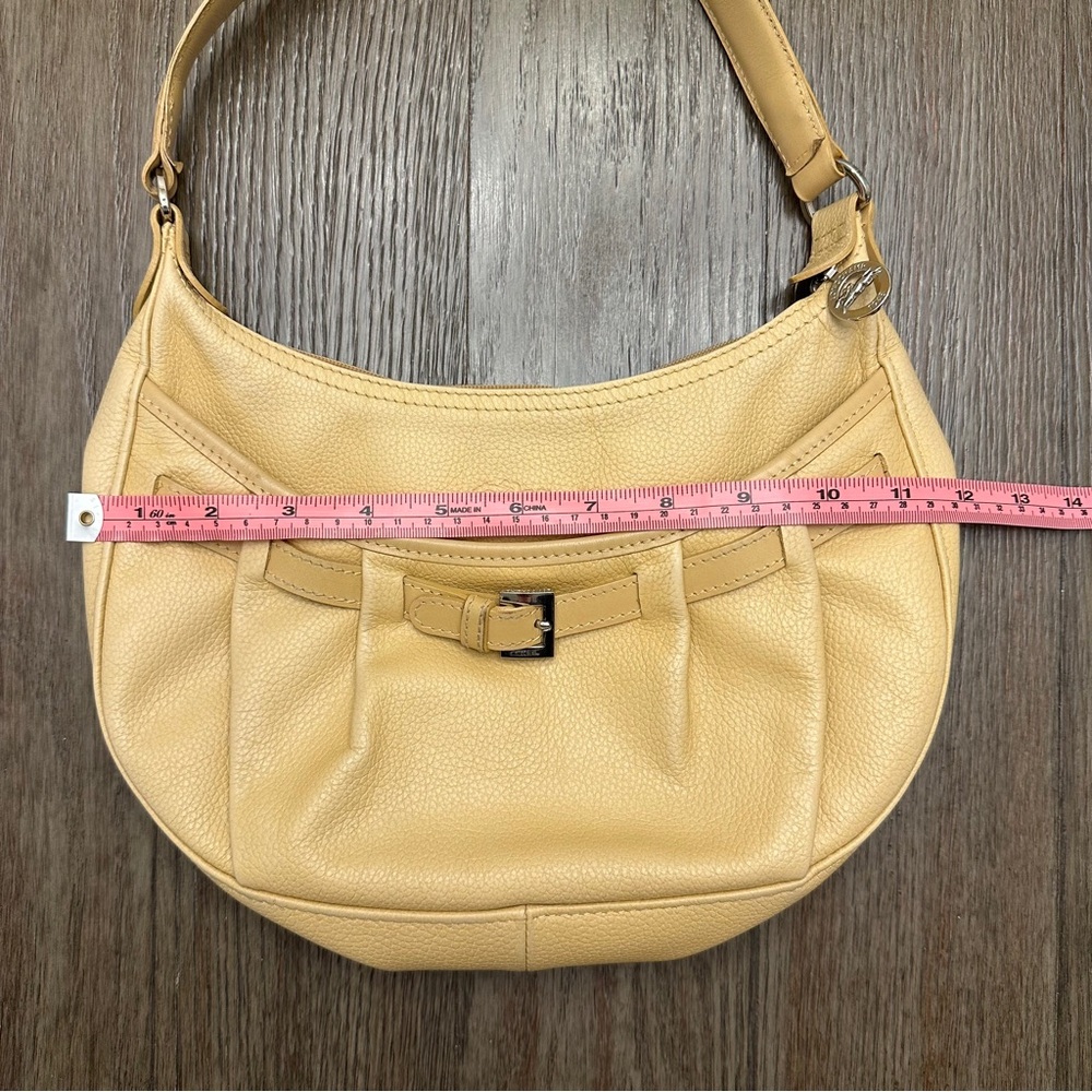 Longchamp Pebbled Leather Shoulder Bag with Bow Detail – Beige/Tan - Picture 14 of 16